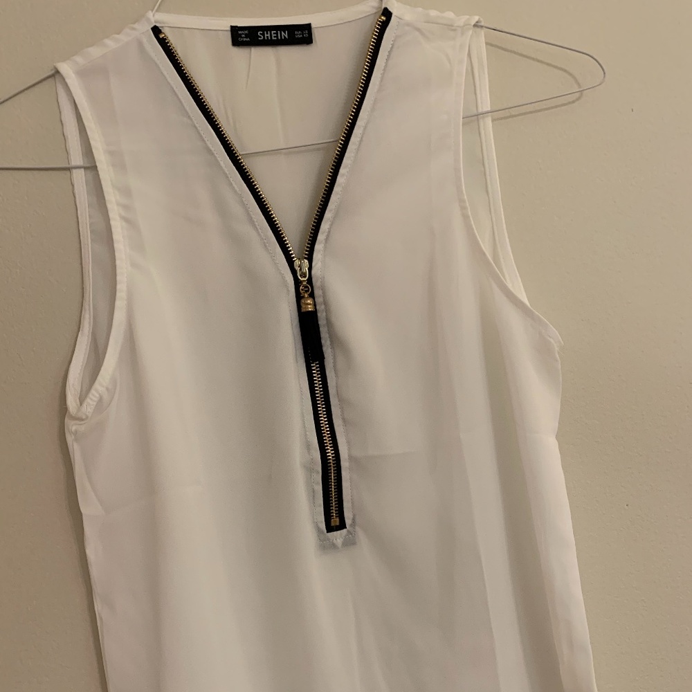 White Zipper Tank